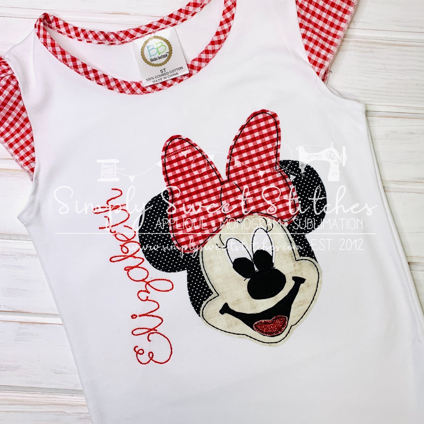 2088 - MISS MOUSE FACE - APPLIQUE CHILD SHIRT