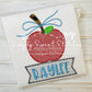 2553 - APPLE WITH BOW BANNER APPLIQUE - CHILD SHIRT