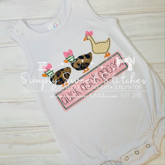 1776 - GIRLY DUCK DUCK GOOSE - APPLIQUE CHILD SHIRT