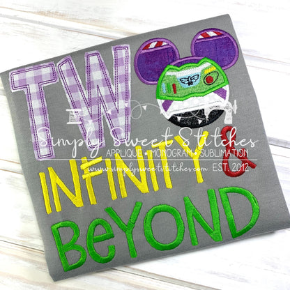 1732 - TWO INFINITY BIRTHDAY - APPLIQUE CHILD SHIRT