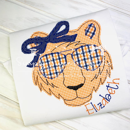 1747 - GIRL TIGER WITH SUNGLASSES - APPLIQUE CHILD SHIRT