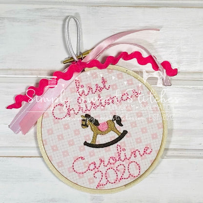 1130 - BABY'S FIRST CHRISTMAS ROCKING HORSE - EMBROIDERY ORNAMENT