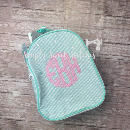 1140 - GIRLS SCALLOPED MONOGRAMMED WITH NAME - EMBROIDERY GUMDROP LUNCHBOX