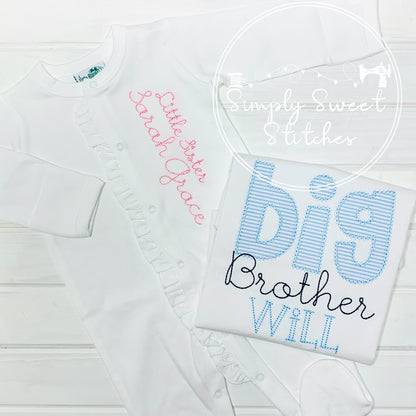 1034 - LITTLE SISTER/BROTHER - EMBROIDERY BABY GOWN