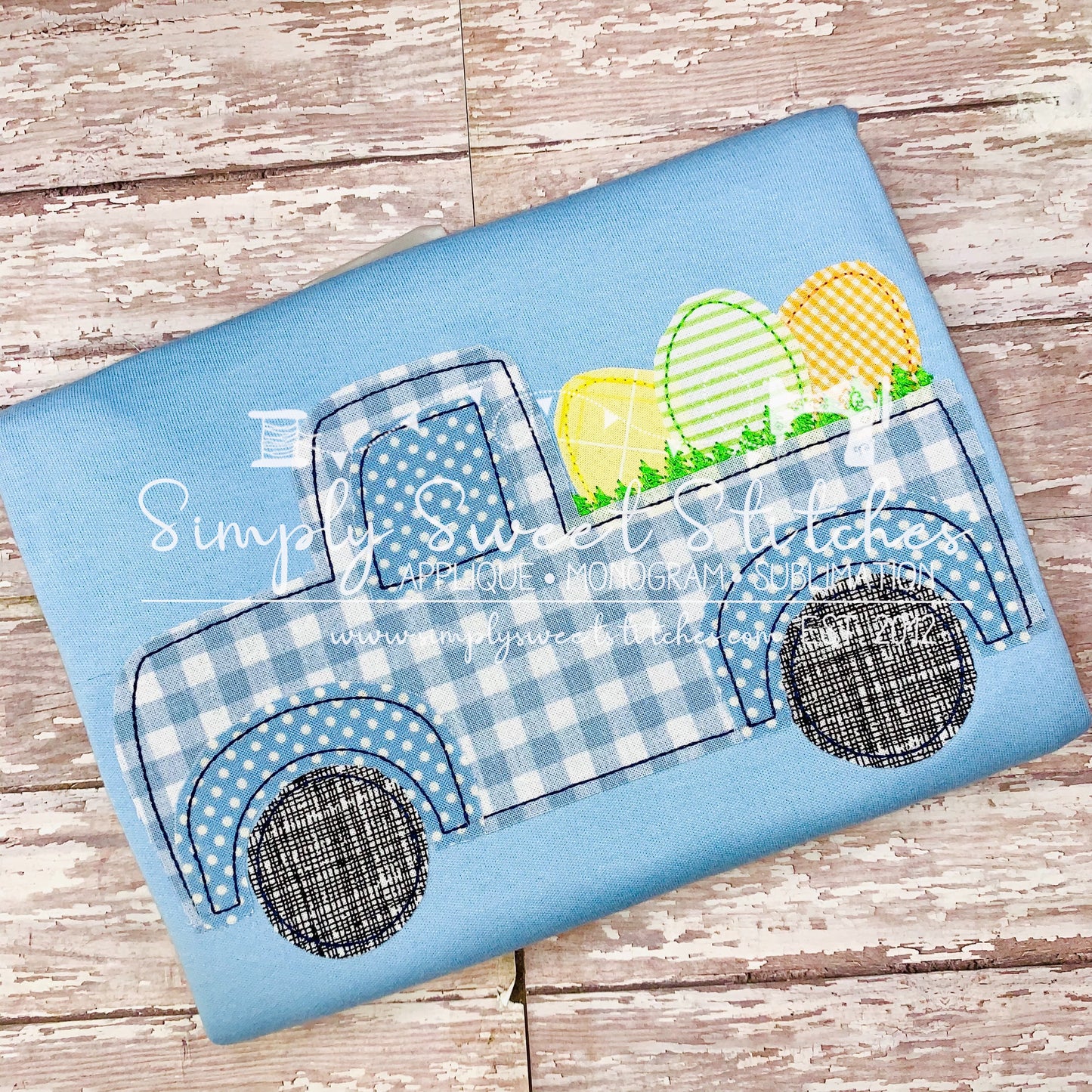 2039 - TRUCK WITH EASTER EGGS APPLIQUE - CHILD SHIRT