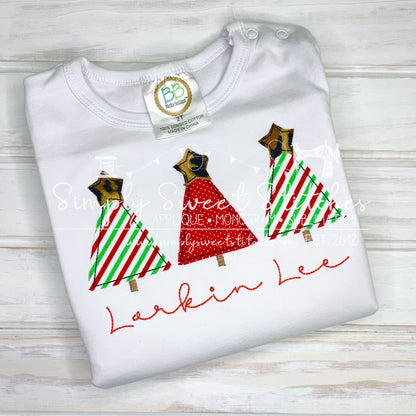 1841 - CHRISTMAS TREE WITH STARS TRIO - APPLIQUE CHILD SHIRT