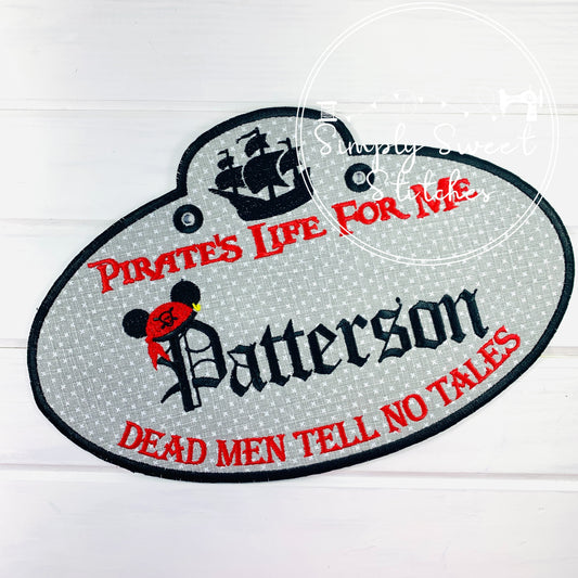 4043 - PIRATES LIFE FOR ME APPLIQUE - STROLLER TAG