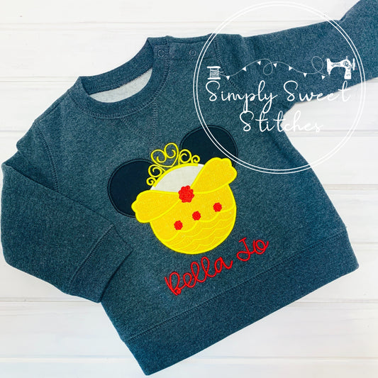 2216 - BELLE MOUSE EARS - APPLIQUE CHILD SHIRT