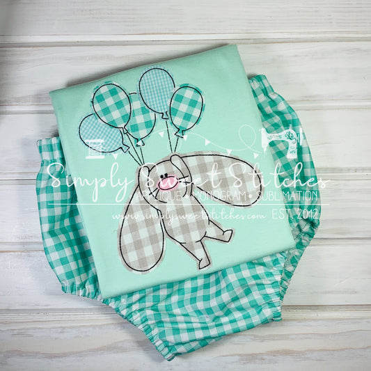 1549 - EASTER BUNNY WITH BALLOONS - APPLIQUE CHILD SHIRT