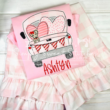 1923 - VALENTINE TRUCK WITH PUP - APPLIQUE CHILD SHIRT