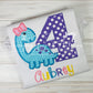 2935 - DINOSAUR BIRTHDAY NUMBER APPLIQUE - CHILD SHIRT