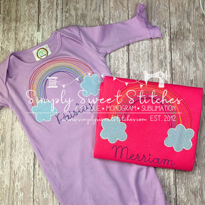 1339 - RAINBOW WITH CLOUDS - APPLIQUE CHILD SHIRT