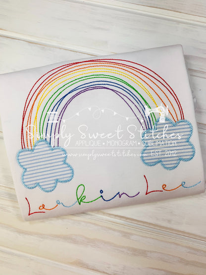 1339 - RAINBOW WITH CLOUDS - APPLIQUE CHILD SHIRT