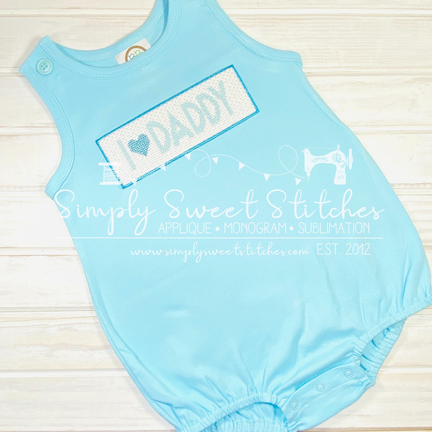 2585 - I LOVE DADDY FAUX SMOCK APPLIQUE - CHILD SHIRT