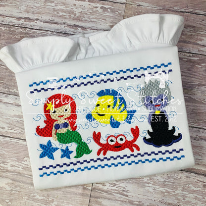 1586 - MERMAID FAUX - EMBROIDERY CHILD SHIRT