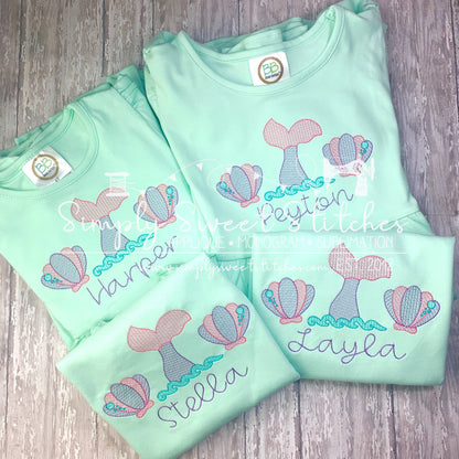 1634 - MERMAID TAIL - SKETCH CHILD SHIRT