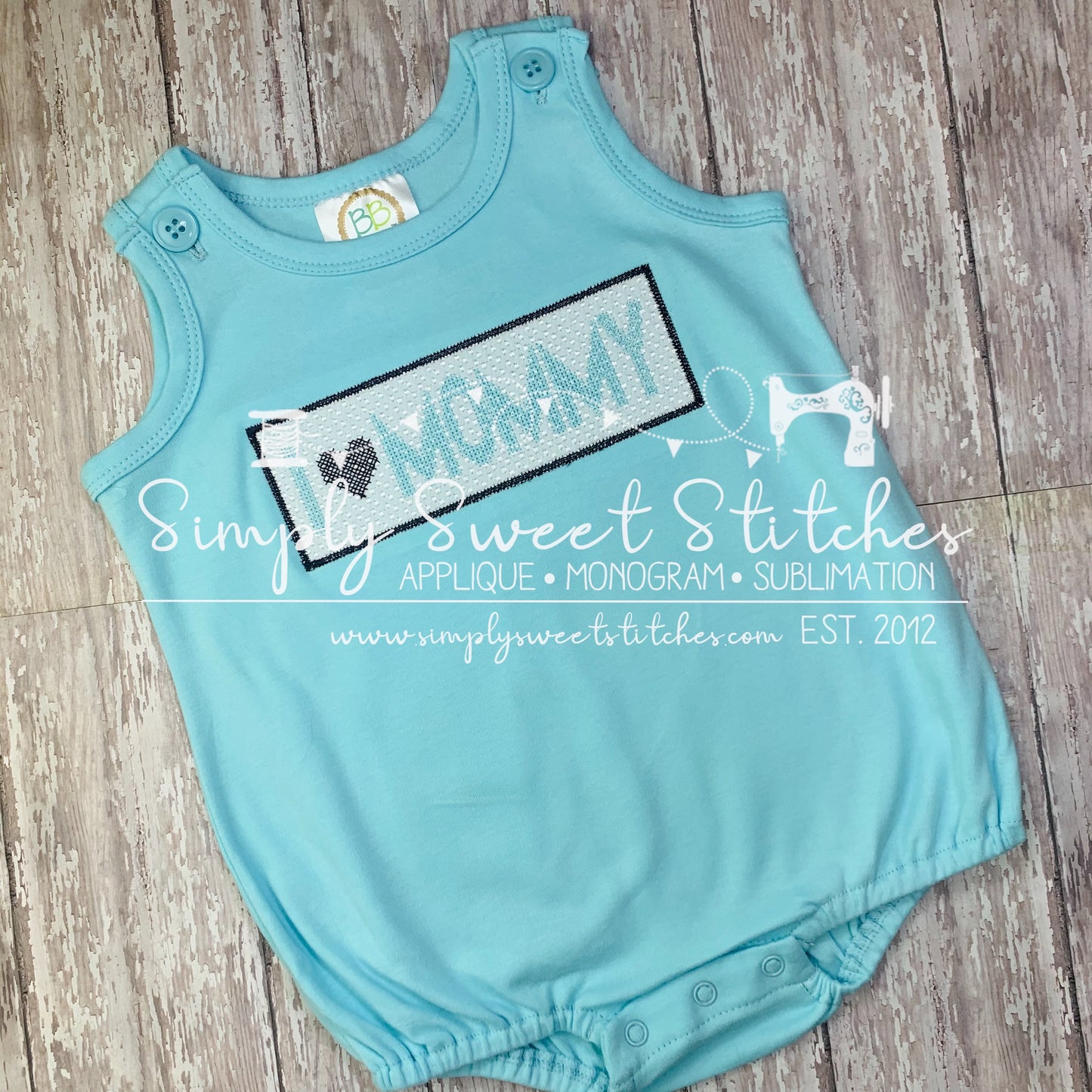 2586 - I LOVE MOMMY FAUX SMOCK APPLIQUE - CHILD SHIRT