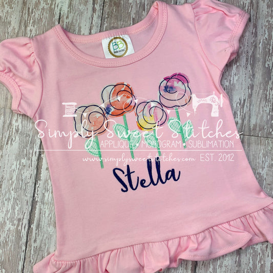 1618 - SIMPLY ROSES - APPLIQUE CHILD SHIRT