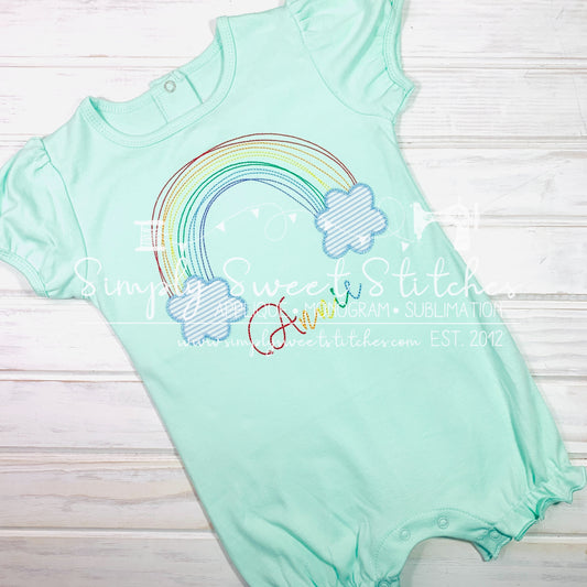 1339 - RAINBOW WITH CLOUDS - APPLIQUE CHILD SHIRT