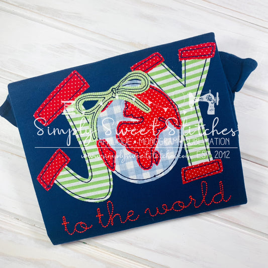 1499 - JOY TO THE WORLD - APPLIQUE CHILD SHIRT