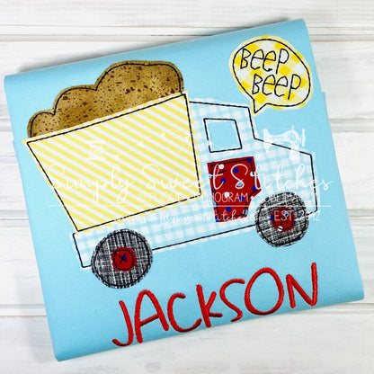 1563 - BEEP BEEP DUMP TRUCK - APPLIQUE CHILD SHIRT