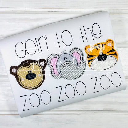 1584 - GOIN TO THE ZOO ANIMALS TRIO - APPLIQUE CHILD SHIRT