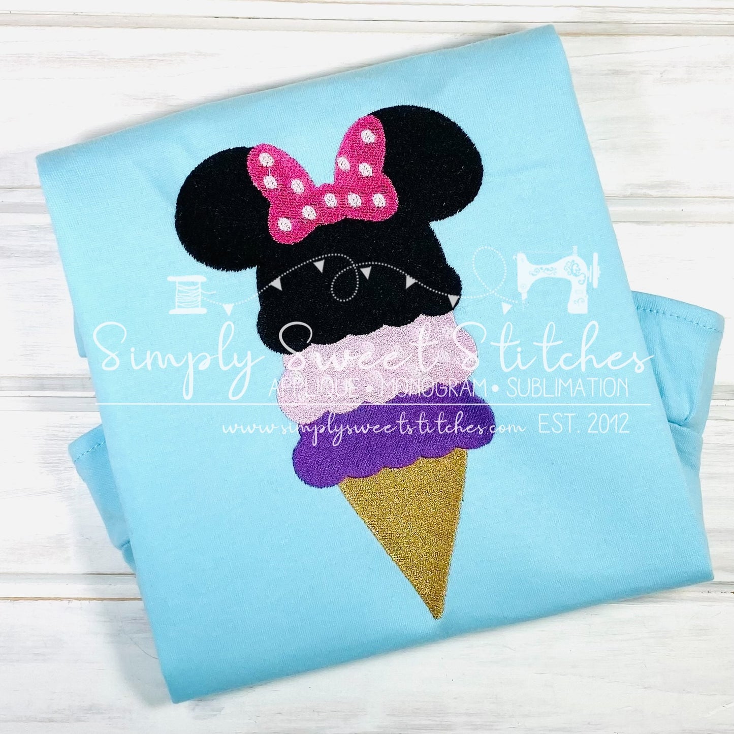 3039 - MISS MOUSE ICE CREAM CONE SKETCH - CHILD SHIRT