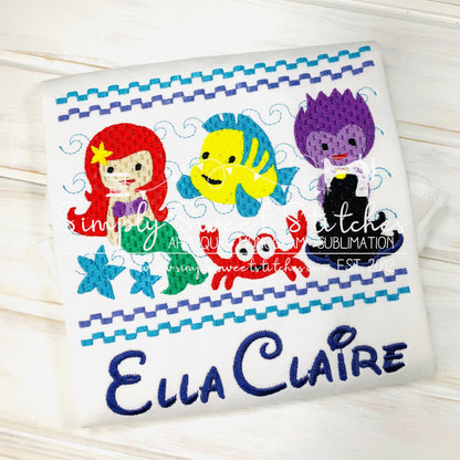 1586 - MERMAID FAUX - EMBROIDERY CHILD SHIRT