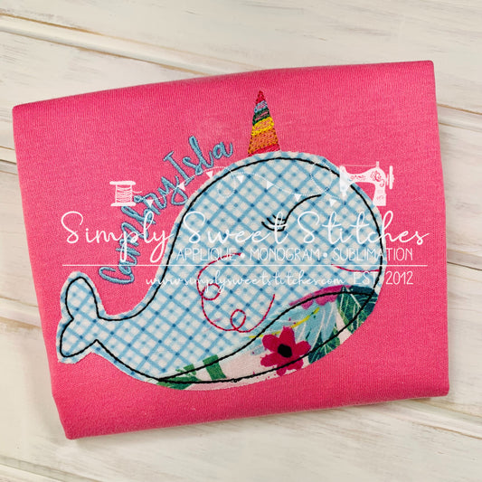 1674 - GIRLY NARWHAL - APPLIQUE CHILD SHIRT