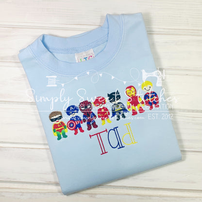1663 - SUPERHERO LINEUP - SKETCH CHILD SHIRT