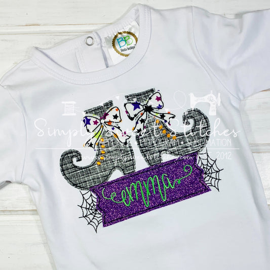 2128 - WITCH BOOTIES - APPLIQUE CHILD SHIRT