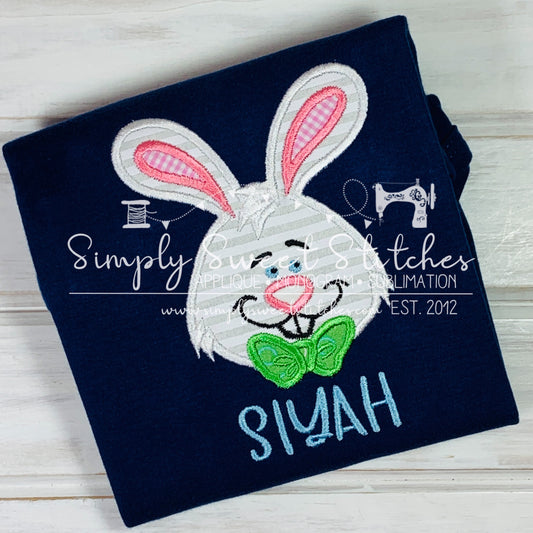 1535 - EASTER BUNNY WITH BOW TIE - APPLIQUE CHILD SHIRT