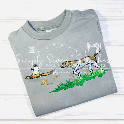 2139 - PHEASANT HUNTING DOG - APPLIQUE CHILD SHIRT