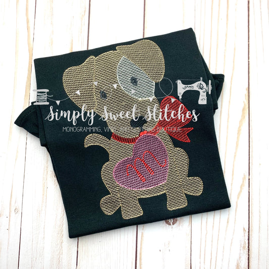 1294  - GIRL PUP WITH HEART - SKETCH CHILD SHIRT