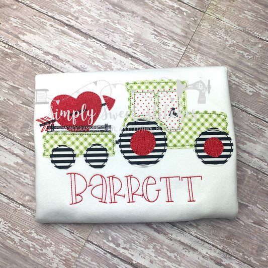 1289 - TRAIN WITH HEARTS - APPLIQUE CHILD SHIRT