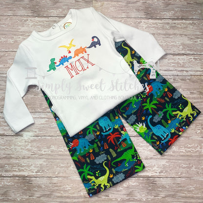 1286 - DINO WITH HEARTS - APPLIQUE CHILD SHIRT