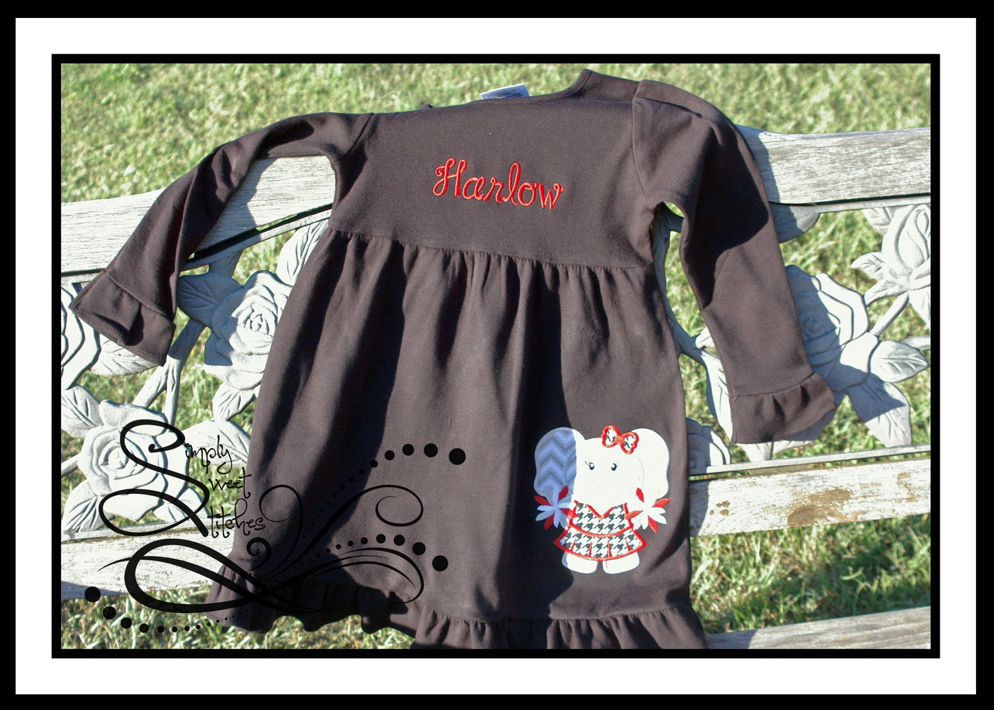 1083 - ELEPHANT CHEERLEADER - APPLIQUE EMPIRE DRESS