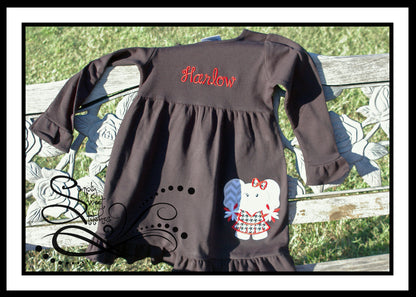 1083 - ELEPHANT CHEERLEADER - APPLIQUE EMPIRE DRESS