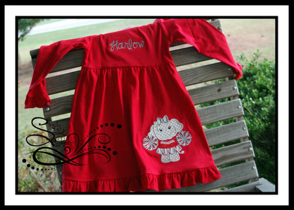 1083 - ELEPHANT CHEERLEADER - APPLIQUE EMPIRE DRESS