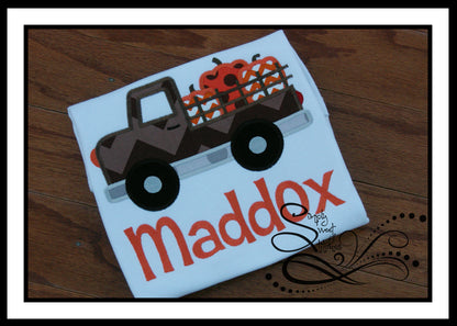 1169 - FALL PICKUP TRUCK WITH PUMPKIN PATCH - APPLIQUE CHILD SHIRT