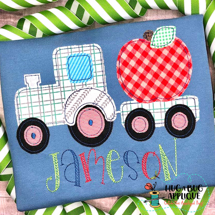 2627 - TRACTOR WITH APPLE APPLIQUE - CHILD SHIRT